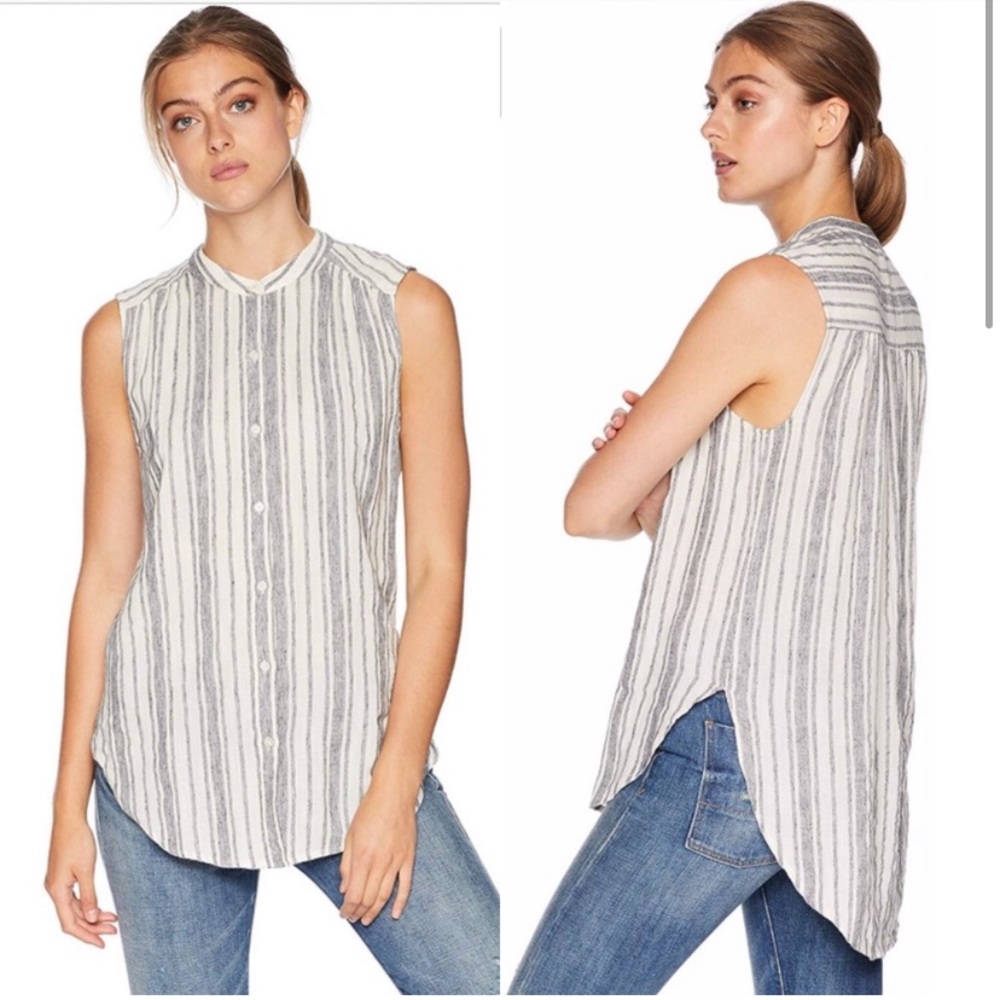 Lucky Brand • Gray Striped Sleeveless Tunic